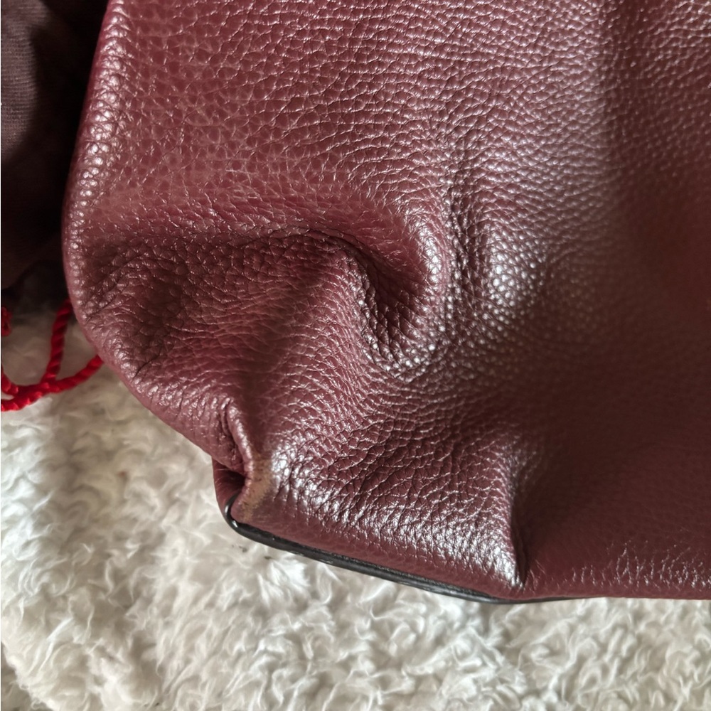 Coach Burgundy Croc-Embossed Leather Satchel with Gold Hardware - Picture 8 of 8
